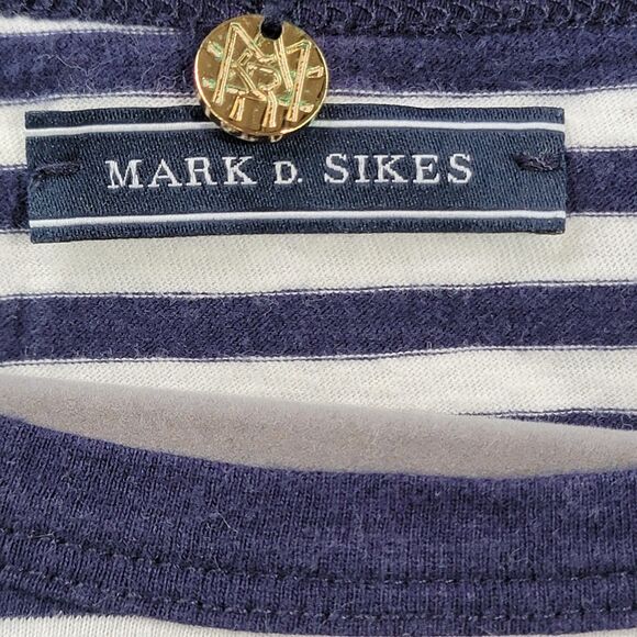 Mark D. Sikes White & Purple Striped 100% Cotton Shirt Short Sleeves Size S - Picture 3 of 8